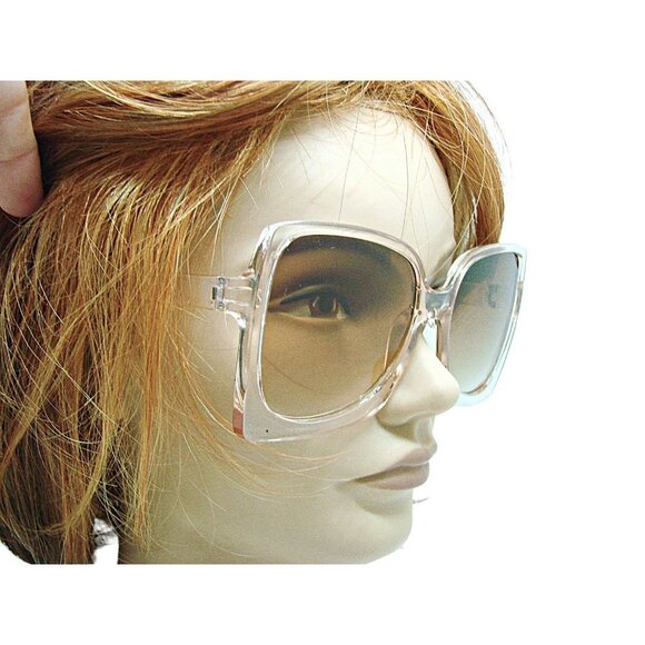 Womens Oversized Square Shape Fashion Sunglasses Peach Frame and Lens Cloth Case - Picture 6 of 9